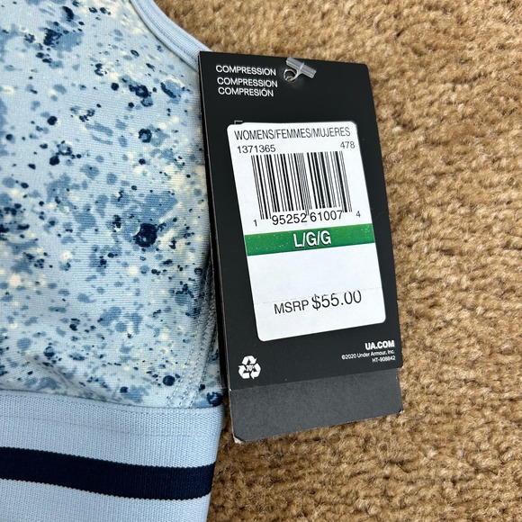 NWT Under Armour x Project Rock Womens Blue Spotted Crossback Sports Bra 1371365 - Picture 6 of 11